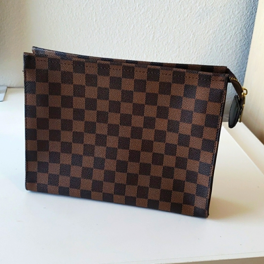 Brown checkered pouch